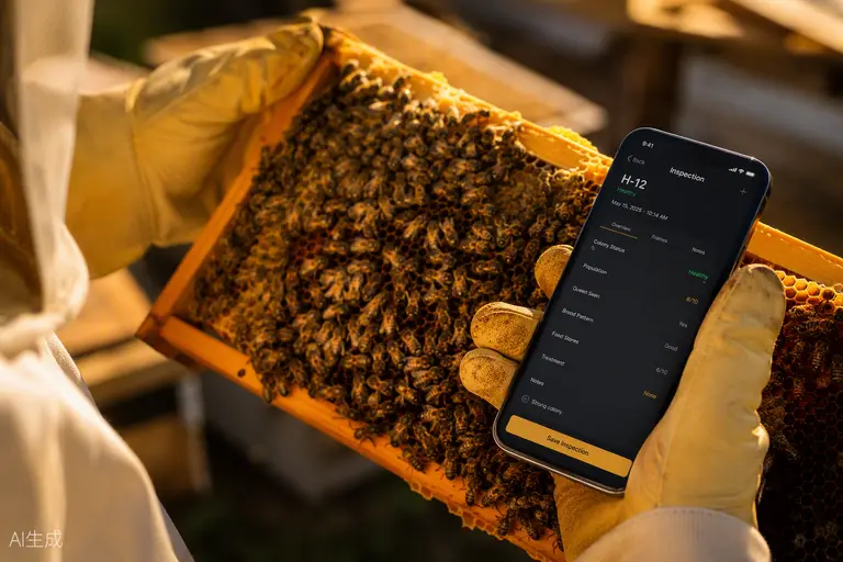 Logging an inspection on a phone beside an open frame